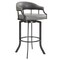 Armen Living Pharaoh Swivel 26" Mineral Finish and Gray Faux Leather Bar Stool 721535743353 - alternate 1